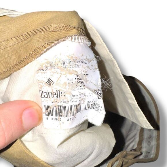 Zanella Tan Twill Chino Dress Pleated Trouser Pants 34/30 - Picture 2 of 10